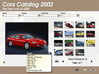 Cars Catalog example published in Flash format with 'Elegant' layout